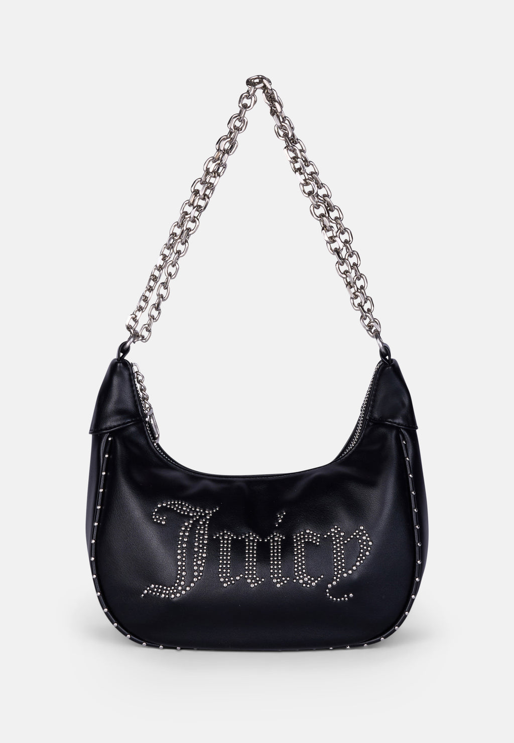 Borsa a tracolla Kimberly in ecopelle con catena e logo in strass colore Nero