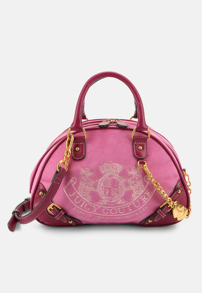 Borsa a mano Twig Narrative in velluto con tracolla, catena e logo stampato colore Rosa