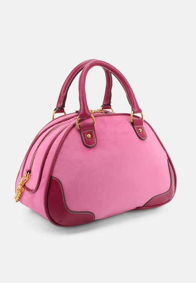 Borsa a mano Twig Narrative in velluto con tracolla, catena e logo stampato colore Rosa