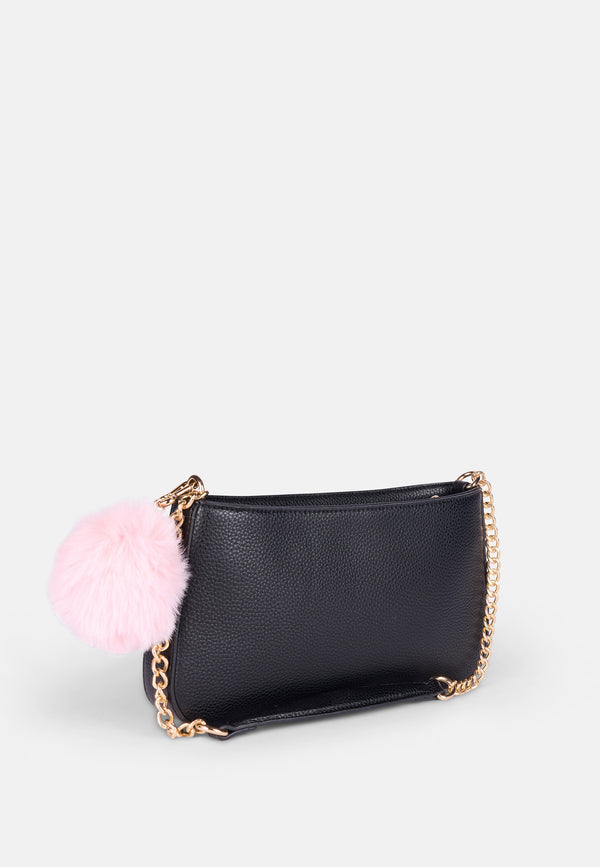 Borsa a Spalla Piccola Maggie in Ecopelle con Catena – Nero