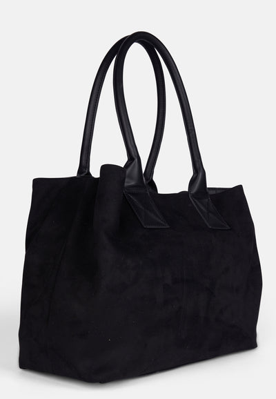 Borsa Shopper Grande Bonnie Effetto Camoscio – Nero