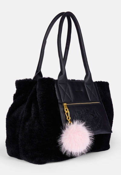 Borsa Shopper Grande Bonnie in Pelliccia Sintetica – Nero