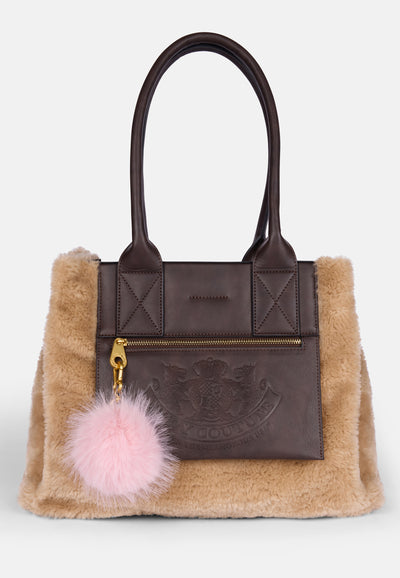 Borsa Shopper Grande Bonnie in Pelliccia Sintetica – Marrone Chiaro