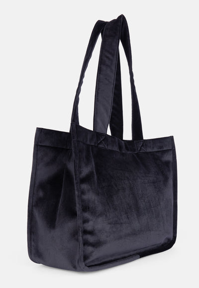 Borsa Shopper Grande Frida in Velluto con Strass – Nero