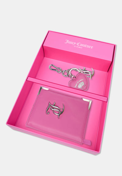 Set regalo Juicy Couture portafoglio e portachiavi in ecopelle rosa