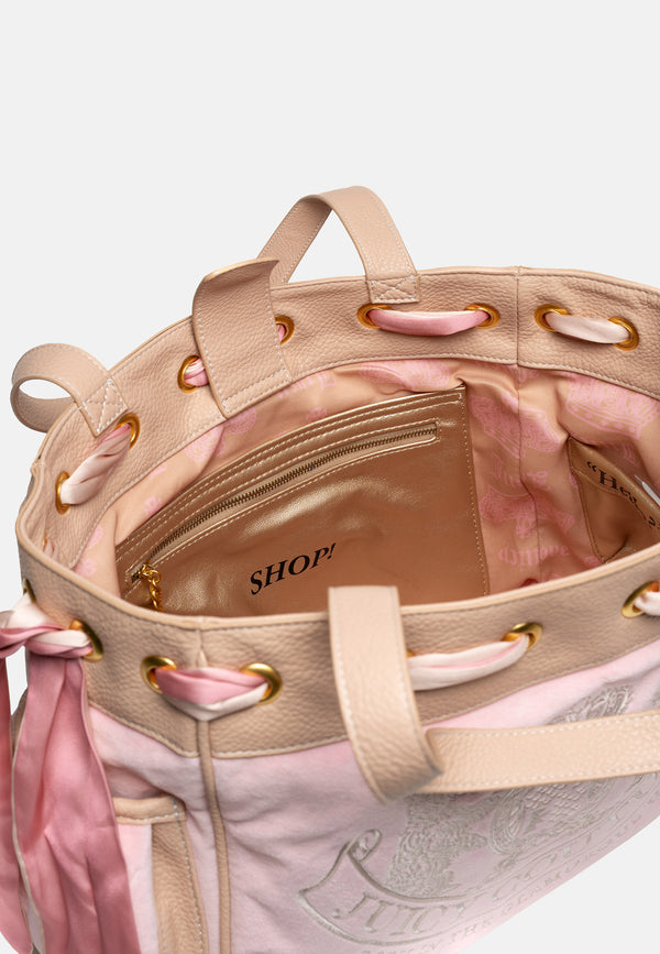 Borsa a mano Day Dreamer grande in velluto colore Rosa Juicy