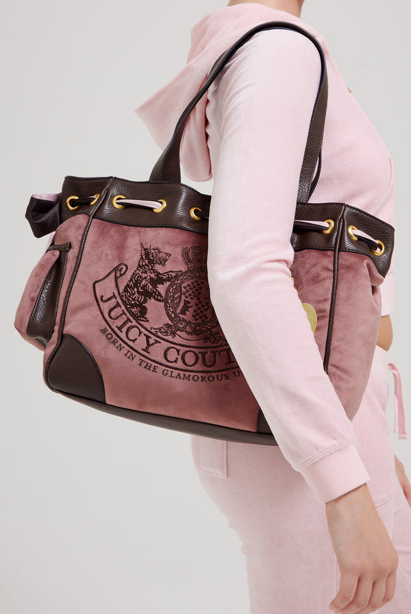 Borsa a mano DayDreamer Rosa cipria in velluto