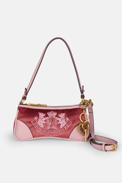 Mini borsa a mano con tracolla DayDreamer Rosso Scuro in velour