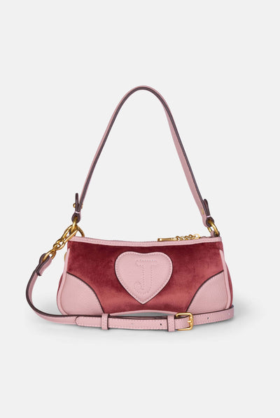 Mini borsa a mano con tracolla DayDreamer Rosso Scuro in velour