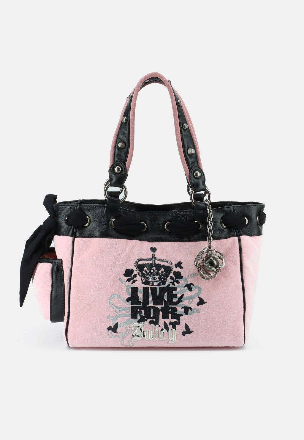 Borsa Daydreamer Live Grande in Velluto con Doppio Manico e Dettagli in Ecopelle – Rosa Ciliegia