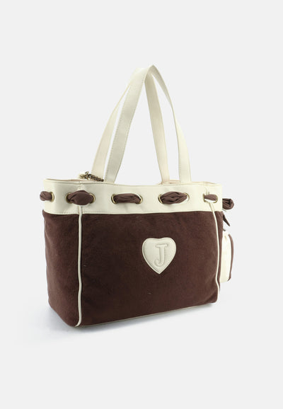 Borsa Daydreamer Grande in Velluto con Doppio Manico – Marrone