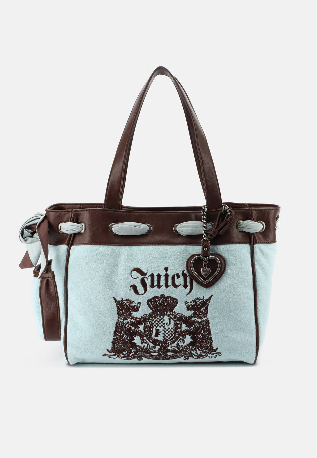 Borsa Daydreamer Grande in Velluto con Doppio Manico – Celeste