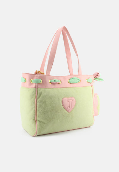 Borsa Daydreamer Grande in Velluto con Doppio Manico – Verde Pistacchio