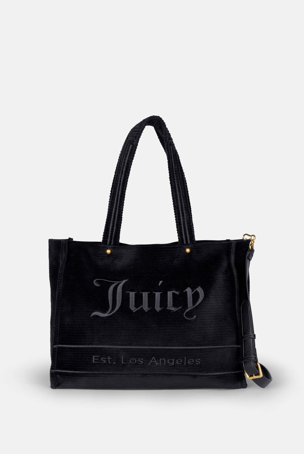 Borsa shopper grande Iris Nero in velour a coste