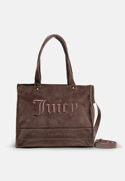 Borsa shopper grande Iris Marrone in velour a coste