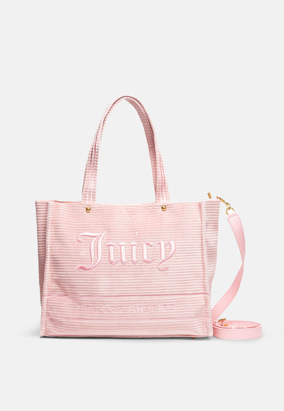 Borsa shopper grande Iris Rosa Juicy in velour a coste