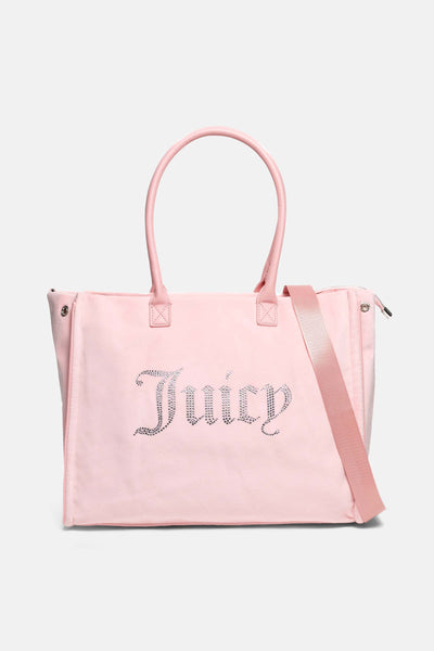 Borsa shopper grande con strass Iris Rosa Juicy in velour