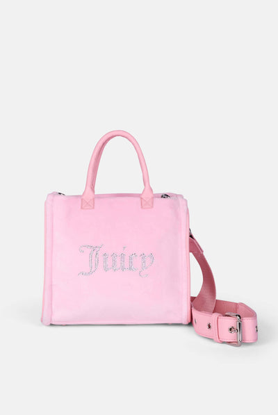 Borsa a mano piccola con strass Iris Rosa Juicy in velour