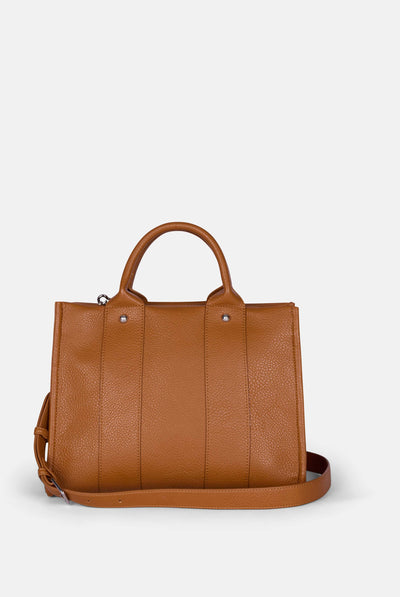 Borsa a mano media con tracolla Iris Marrone Chiaro in ecopelle