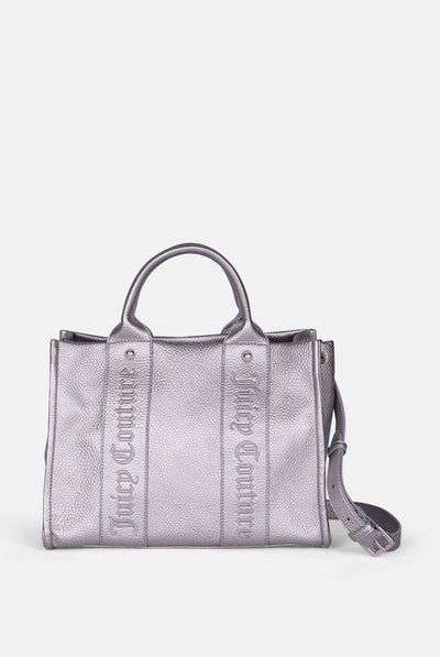 Borsa a mano media con tracolla Iris Argento in ecopelle