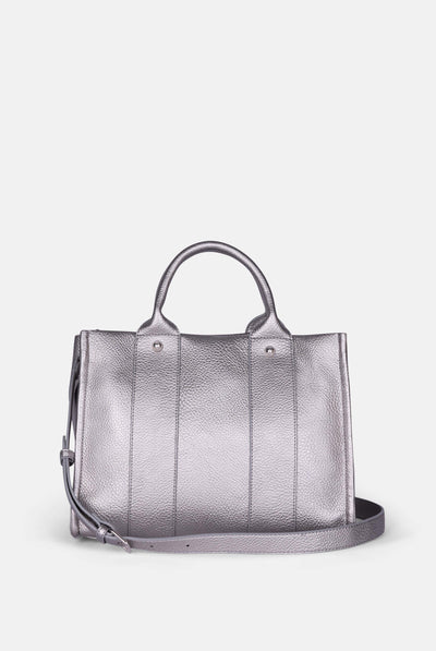 Borsa a mano media con tracolla Iris Argento in ecopelle