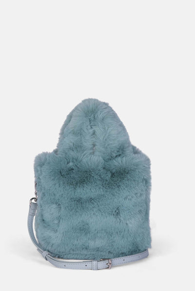 Mini borsa a mano con tracolla Iris Grigia in eco-pelliccia
