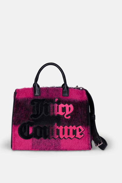 Borsa a mano media Iris Rosa in ecopelle con elementi in pelliccia