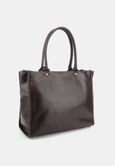 Borsa Shopper Grande Iris Smooth in Ecopelle – Marrone