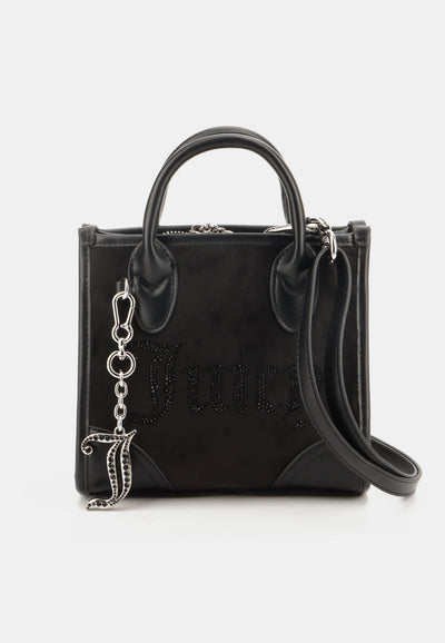Borsa Shopper Piccola Iris con Logo Juicy in Strass – Nero