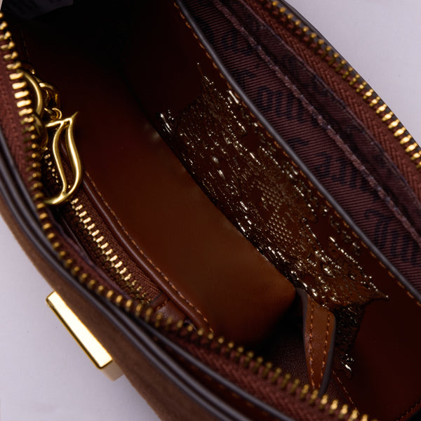 Borsa a spalla Jasmine Marrone in camoscio