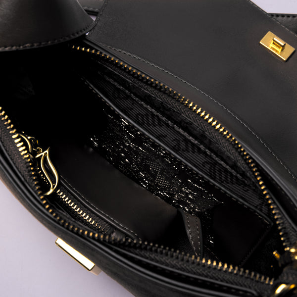 Borsa piccola a spalla Jasmine Nero in camoscio