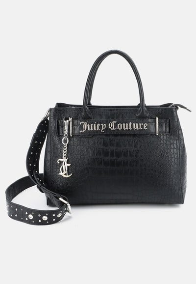 Borsa Media Jasmine in Ecopelle Effetto Cocco con Doppio Manico – Nero