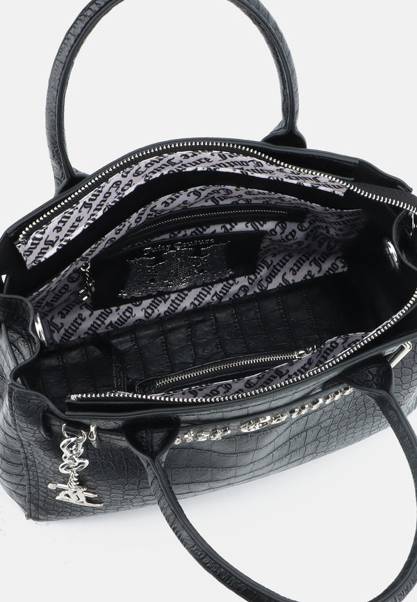 Borsa Media Jasmine in Ecopelle Effetto Cocco con Doppio Manico – Nero