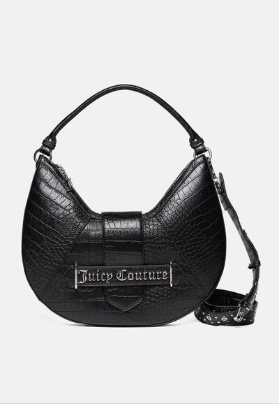 Borsa a Spalla Jasmine in Ecopelle Effetto Cocco – Nero