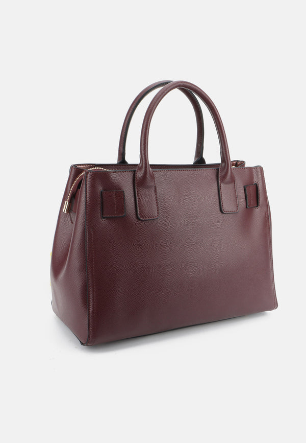 Borsa Media Jasmine in Ecopelle con Doppio Manico – Bordeaux