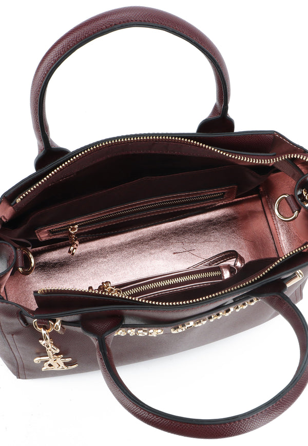 Borsa Media Jasmine in Ecopelle con Doppio Manico – Bordeaux