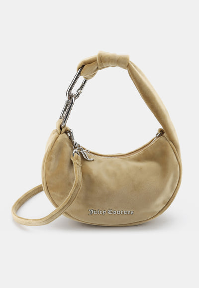 Borsa a Spalla Piccola Blossom in Velluto con Tracolla – Marrone