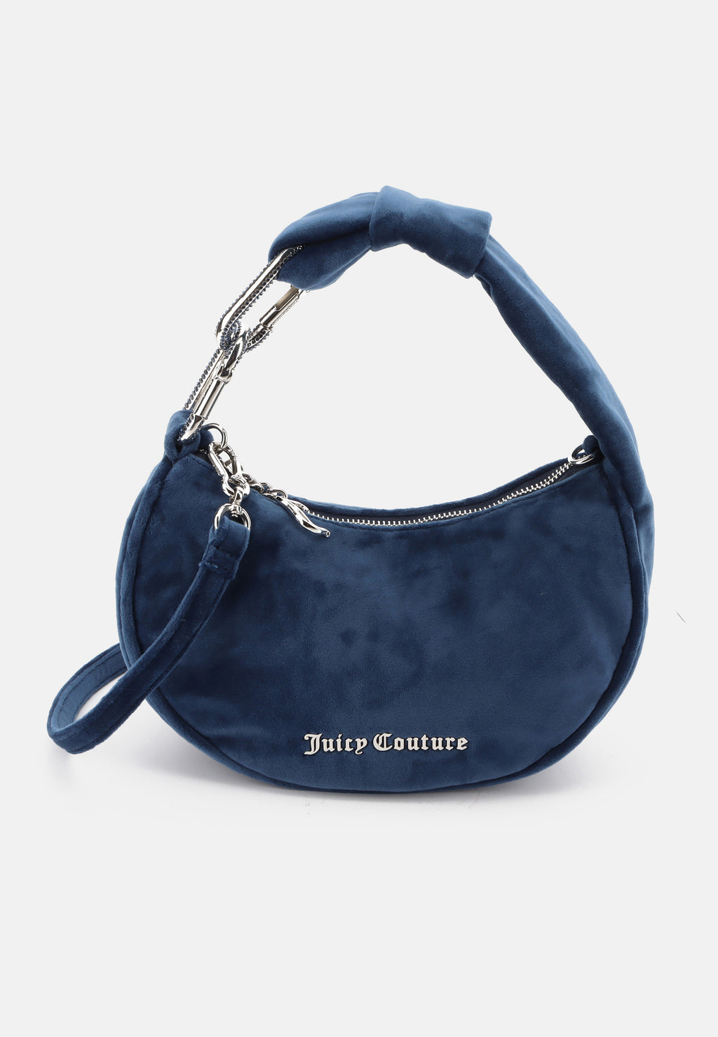 Borsa a Spalla Piccola Blossom in Velluto con Tracolla – Blu Grigio