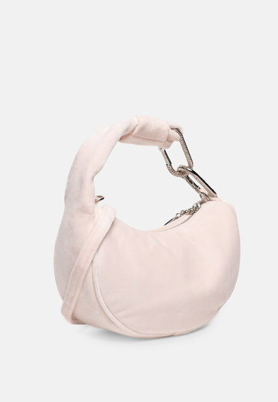 Borsa a mano con tracolla Blossom Rosa Cipria in velour