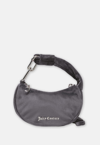 Borsa a mano con tracolla Blossom Grigia in velour
