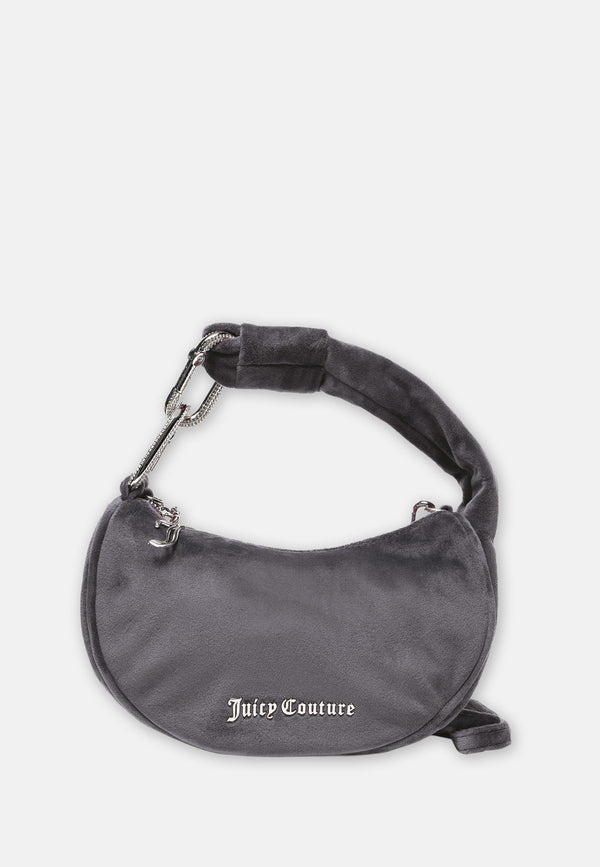 Borsa a mano con tracolla Blossom Grigia in velour