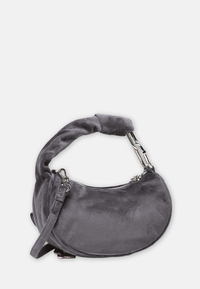 Borsa a mano con tracolla Blossom Grigia in velour