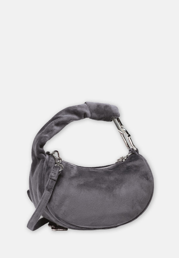 Borsa a mano con tracolla Blossom Grigia in velour