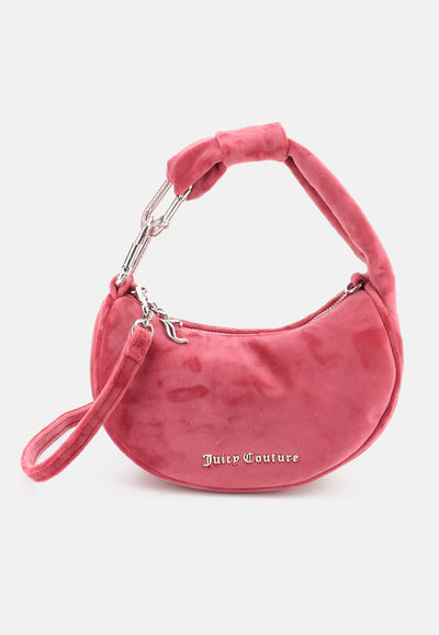 Borsa a Spalla Piccola Blossom in Velluto con Tracolla – Rosso Lampone