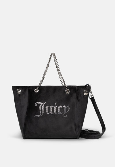 Borsa a mano piccola con catena Kimberly Nero in velour