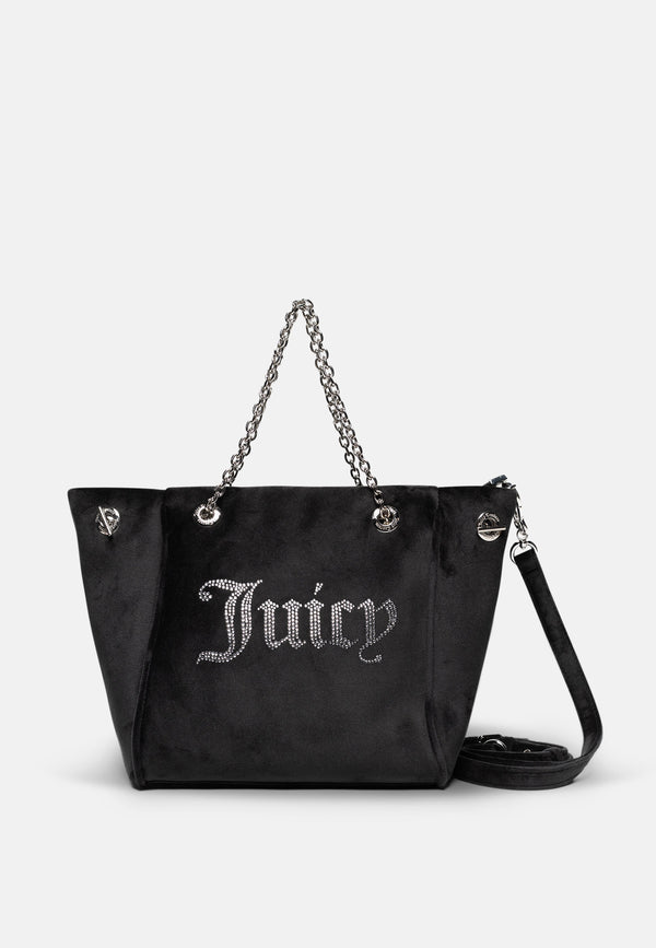 Borsa a mano piccola con catena Kimberly Nero in velour