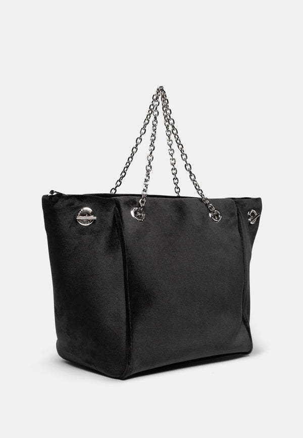 Borsa a mano piccola con catena Kimberly Nero in velour