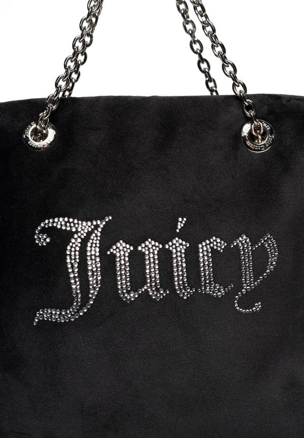 Borsa a mano piccola con catena Kimberly Nero in velour