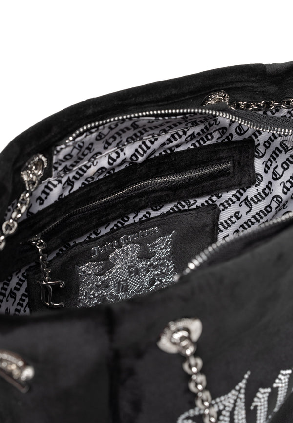 Borsa a mano piccola con catena Kimberly Nero in velour