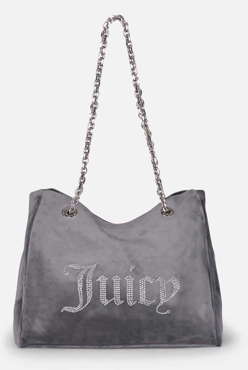 Borsa a mano grande con catena Kimberly Grigia in velour